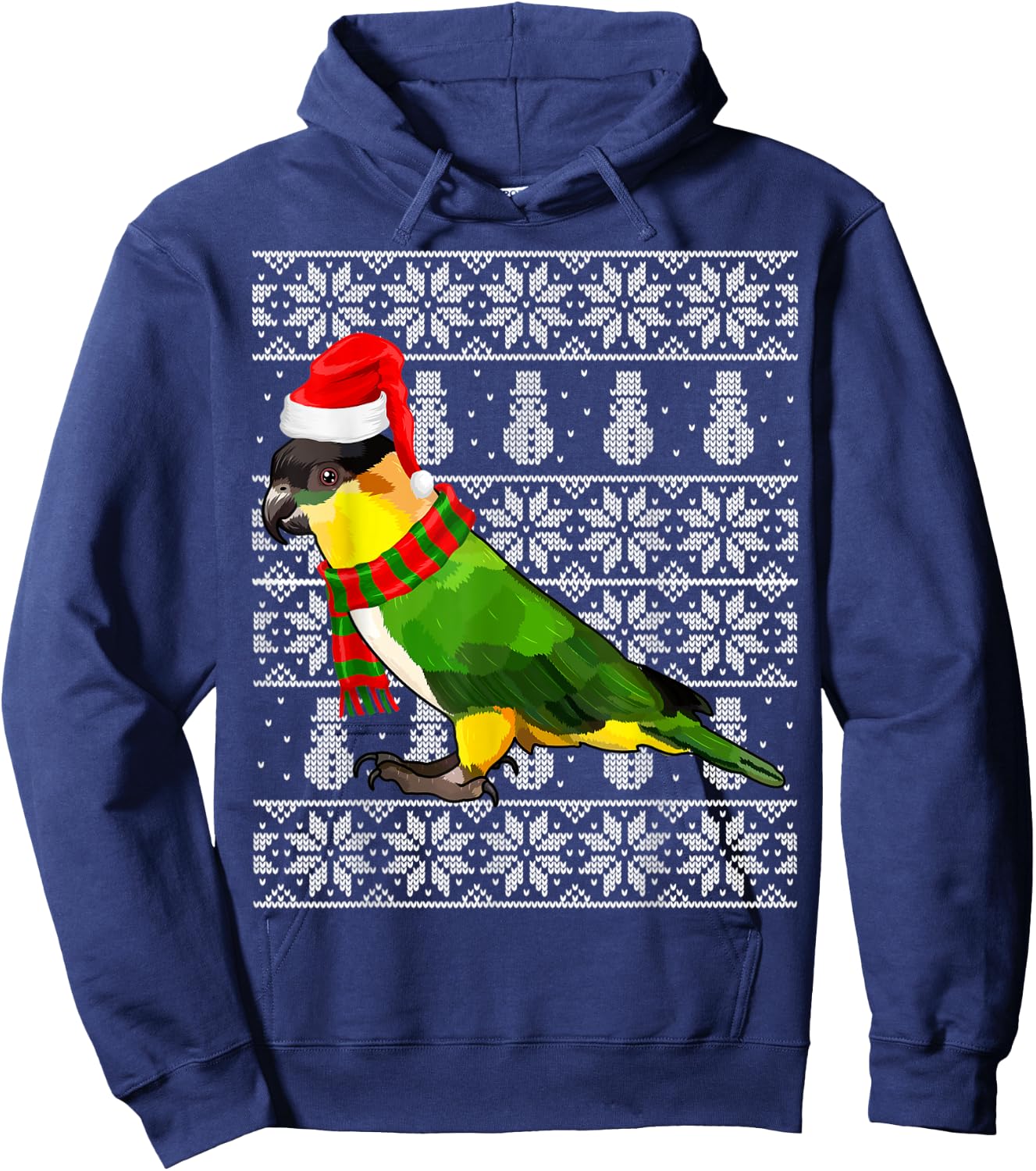 Bird Xmas Santa Hat Caiques Ugly Christmas Hoodie - Hoodie | Navy