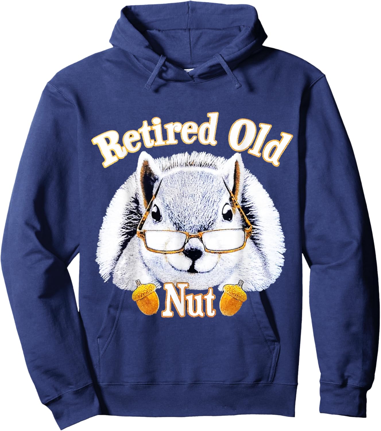 Retired Old Nut Squirrel , Small, Black Hoodie - Hoodie | Navy