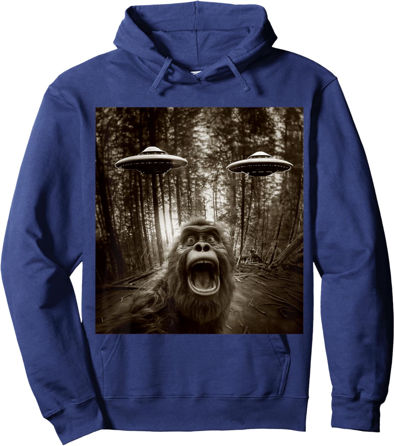 Bigfoot Sasquatch Alien UFO women kids Graphic Hoodie - Hoodie | Navy