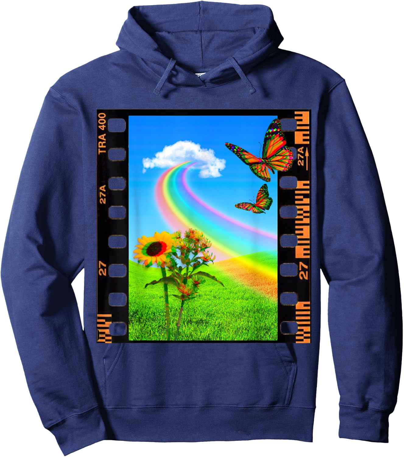 Dreamcore Aesthetic Field and Rainbow Dreamcore Hoodie - Hoodie | Navy