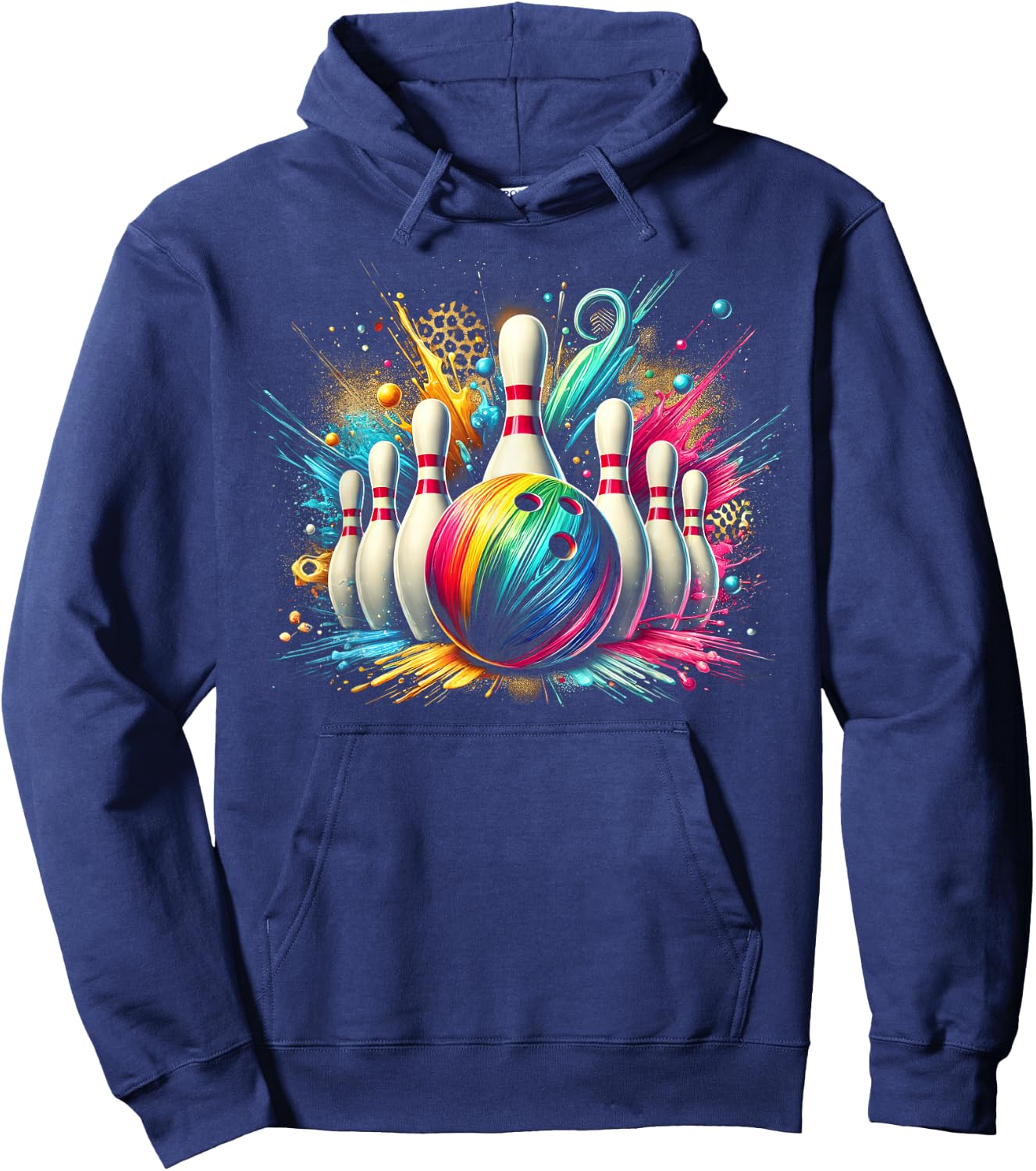 Colorful Bowling Game Day Bowling Flames Ball Hoodie - Hoodie | Navy