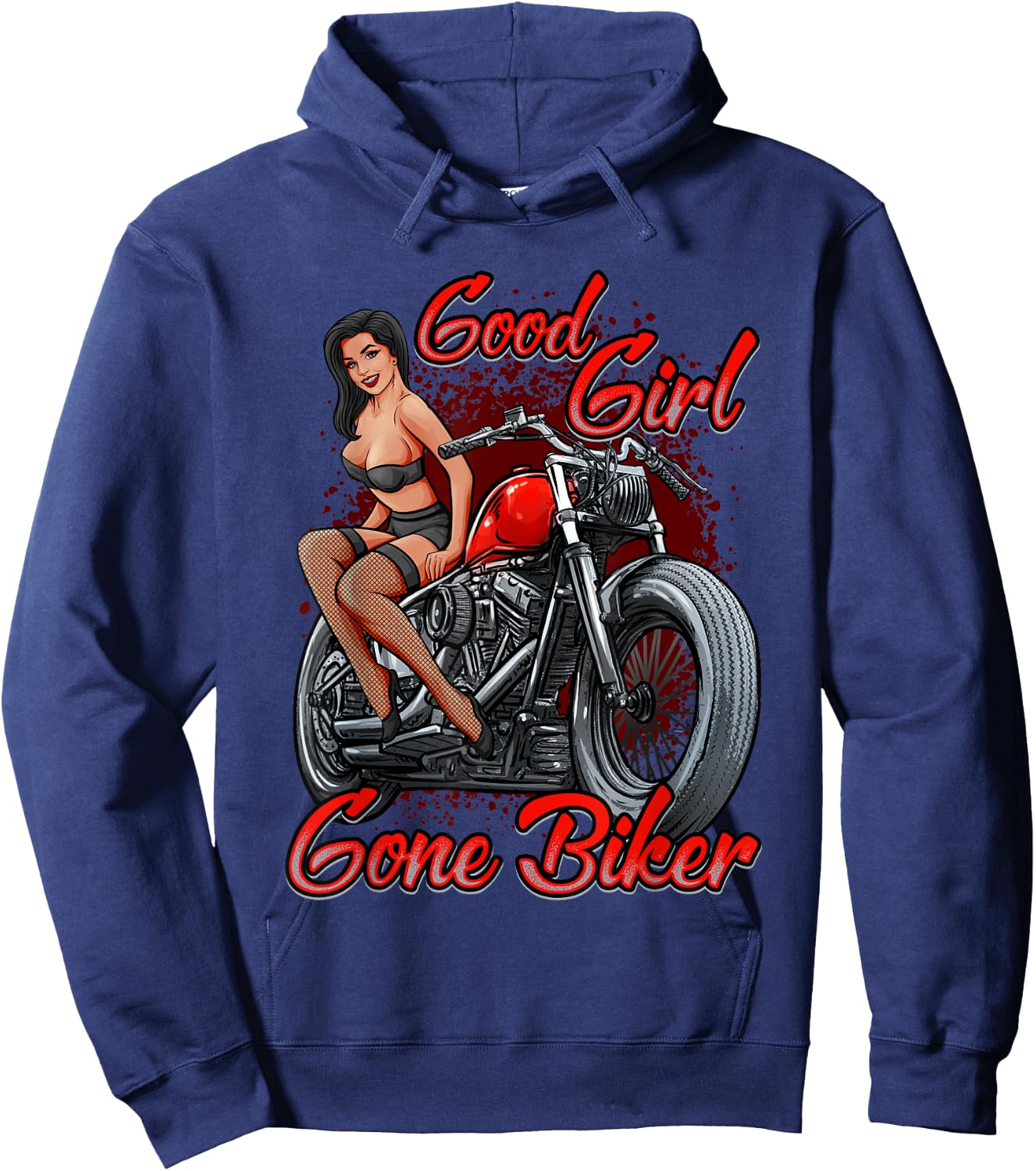 Sexy Pin Up Girl Biker Motorcycle Shirt Women Hoodie - Hoodie | Navy