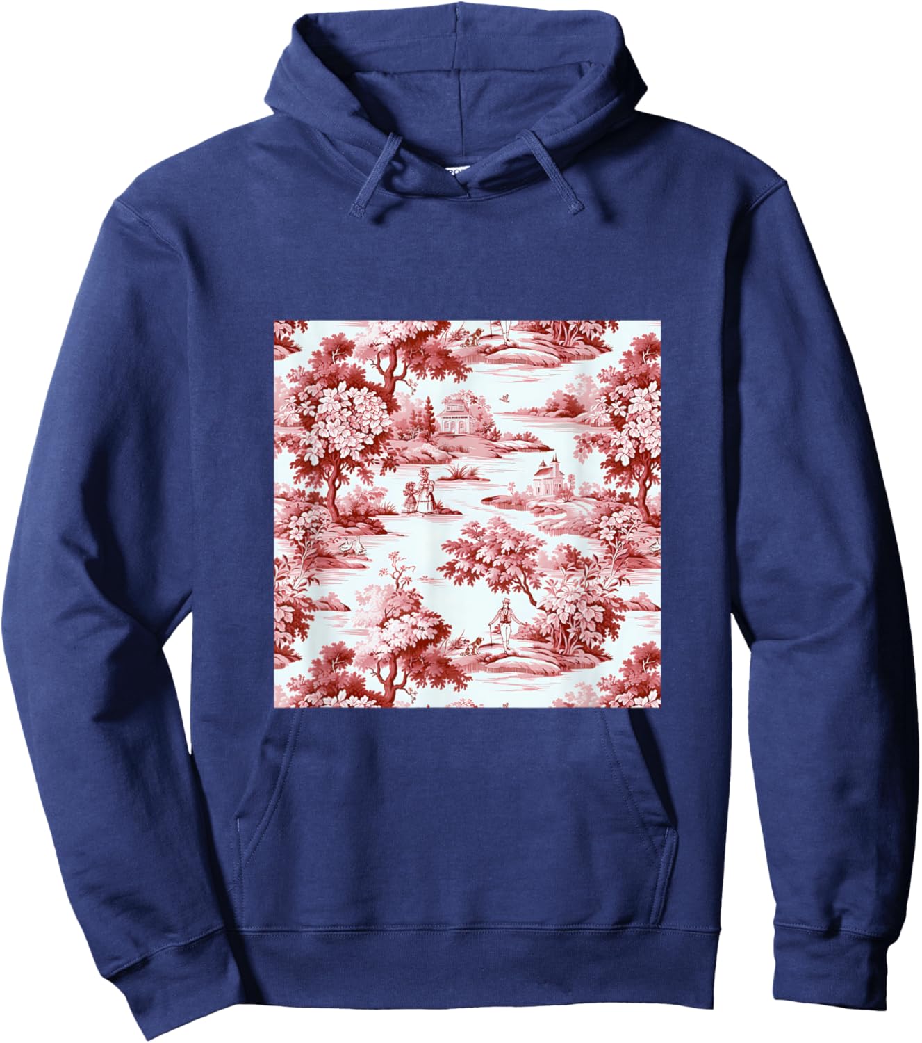 Toile de jouy ,red and white,vintage,nature art Hoodie - Hoodie | Navy