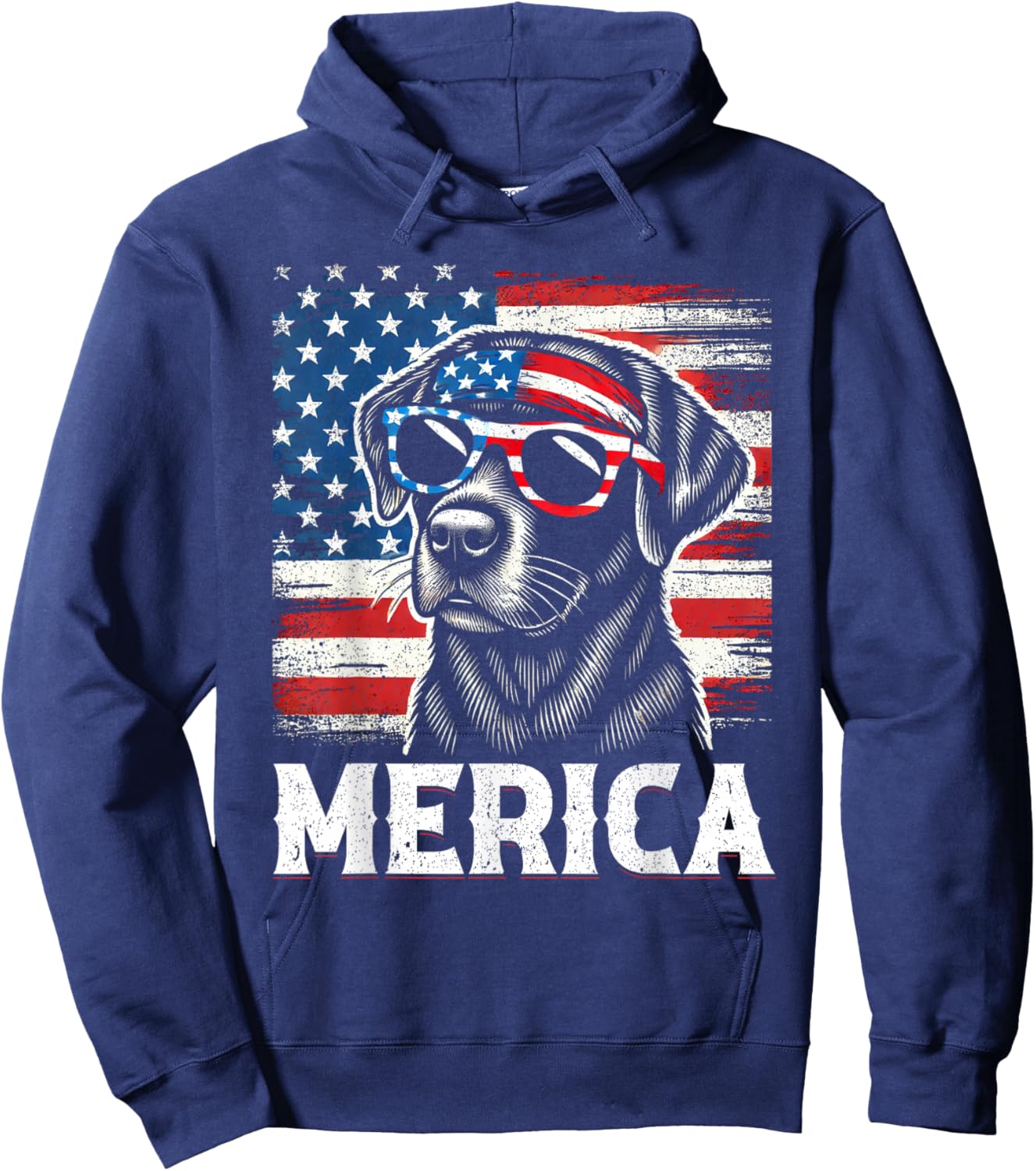 USA American Flag Dog Labrador Retriever Hoodie - Hoodie | Navy