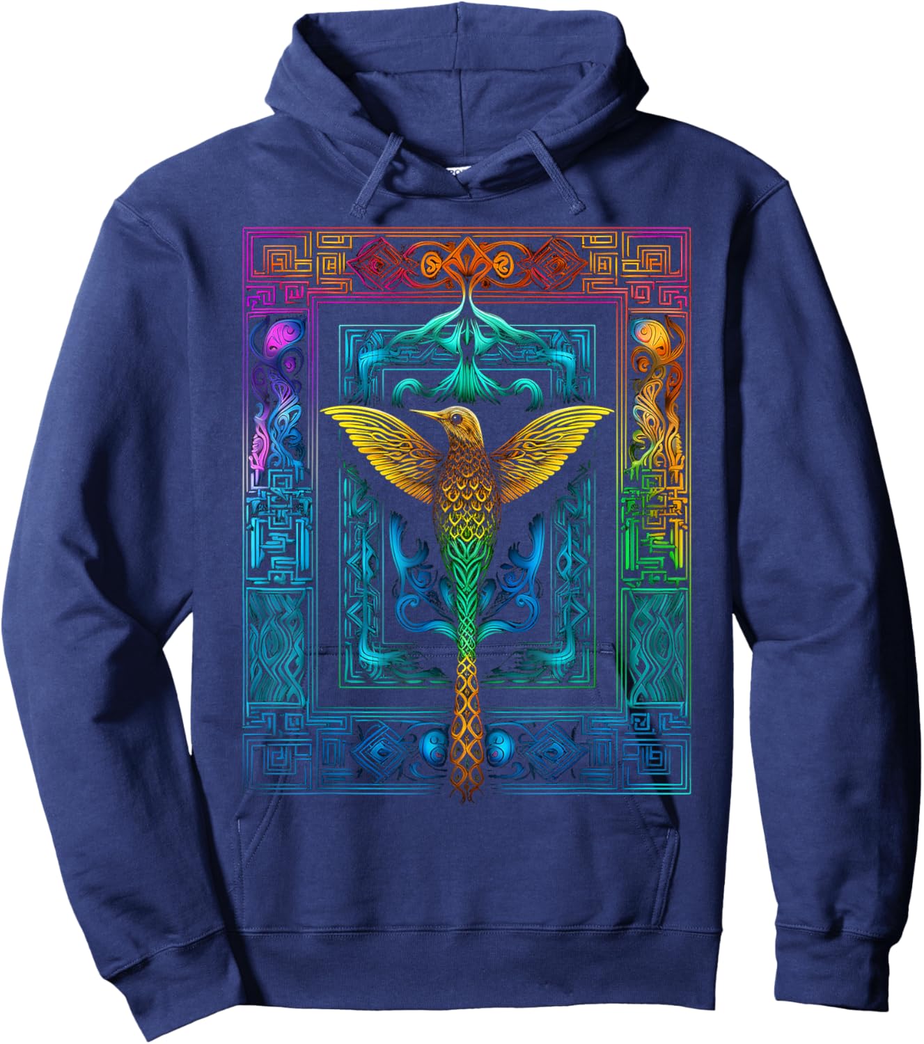 Hummingbird Colorful Mandala Animal Art Bird Hoodie - Hoodie | Navy