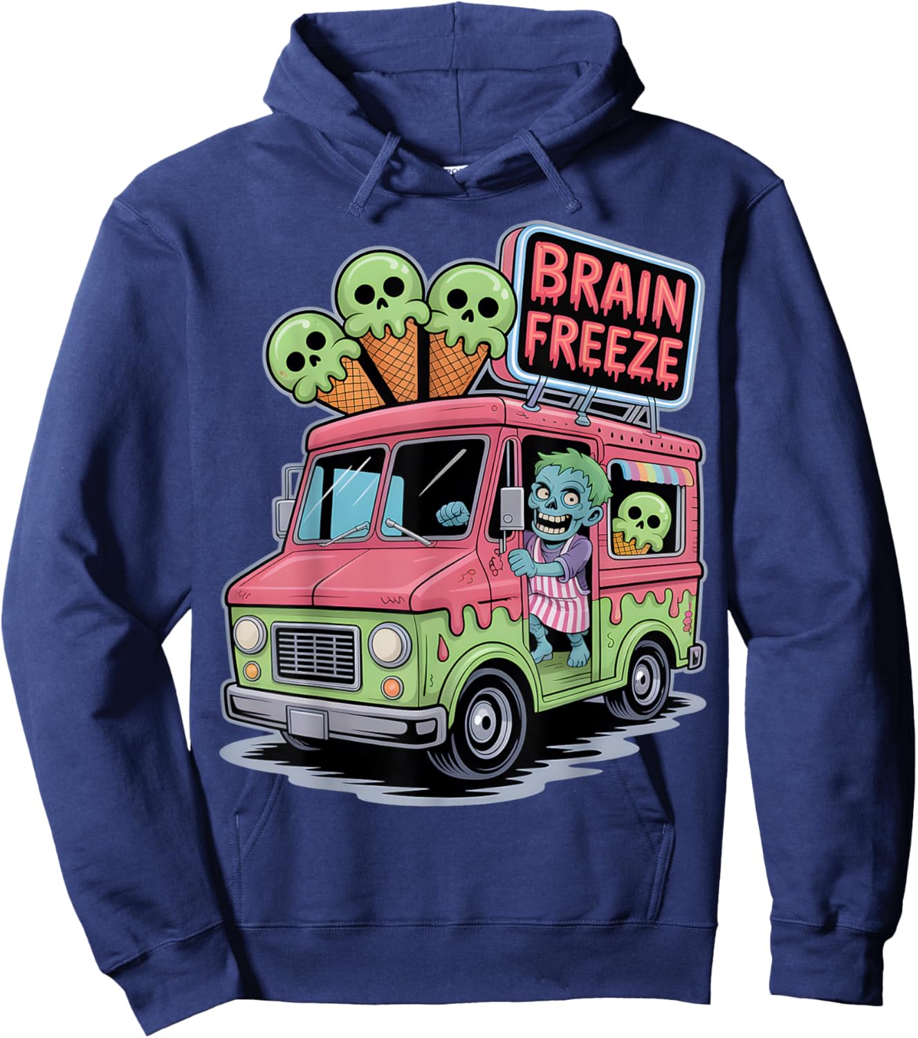 Brain Freeze Zombie Cream Truck Hoodie - Hoodie | Navy