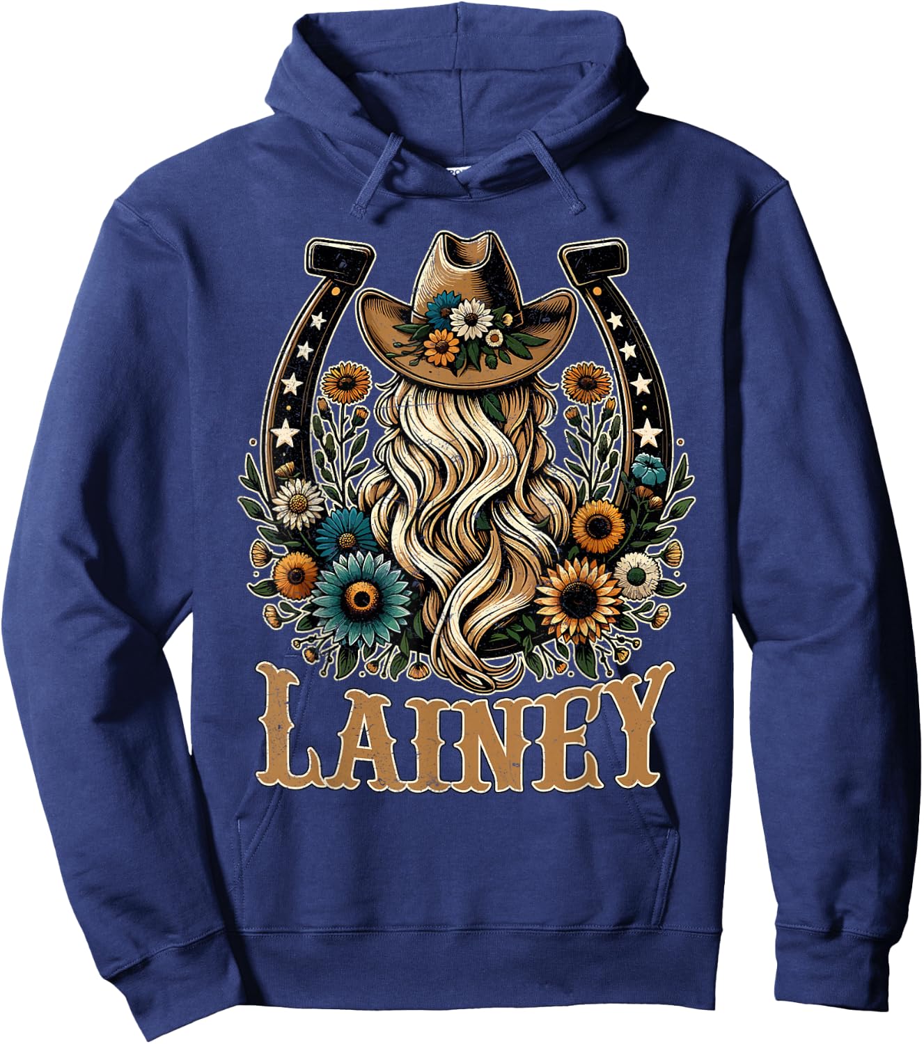 Girl Lainey Name Personalized Name Cowgirl Hoodie - Hoodie | Navy