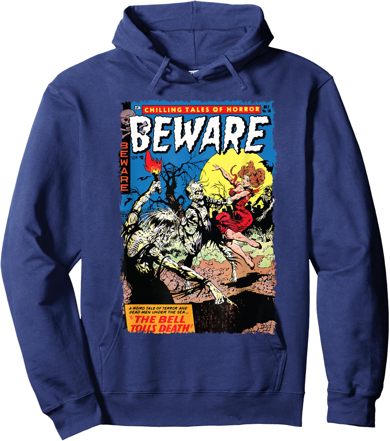 Vintage Horror Comic Book Cover Beware 10 Hoodie - Hoodie | Navy