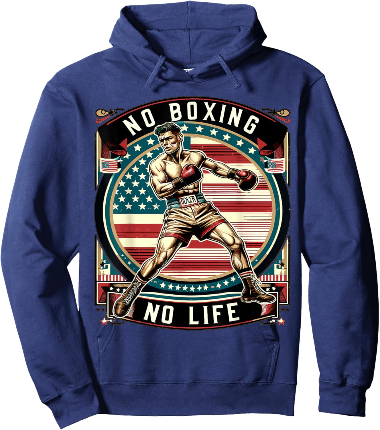 No Boxing No Life American Man Boxing Hoodie - Hoodie | Navy
