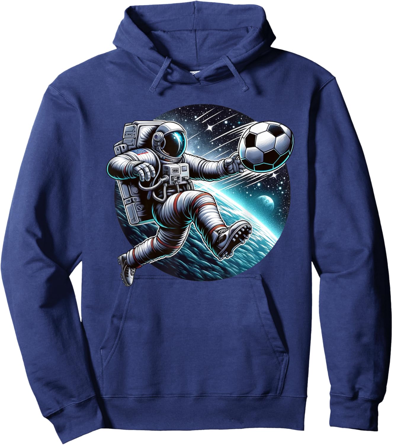Astronaut Playing Soccer In Space Hoodie - Hoodie | Navy