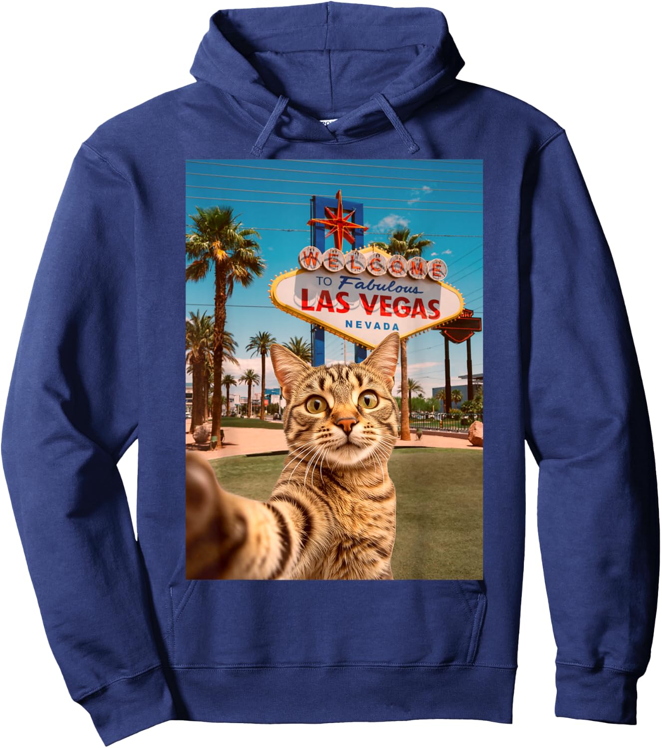 Funny Cat Selfie Las Vegas Hoodie - Hoodie | Navy