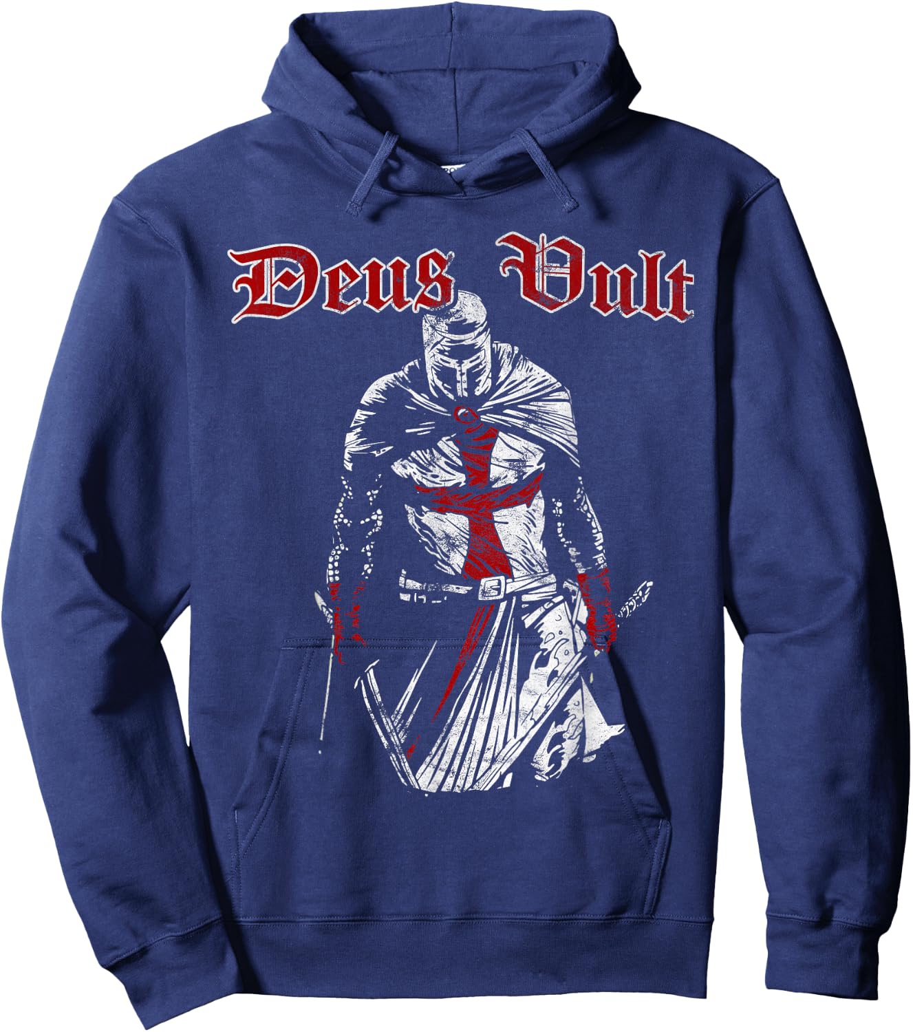 Deus Vult - Knight Templar - Vintage Crusader Hoodie - Hoodie | Navy