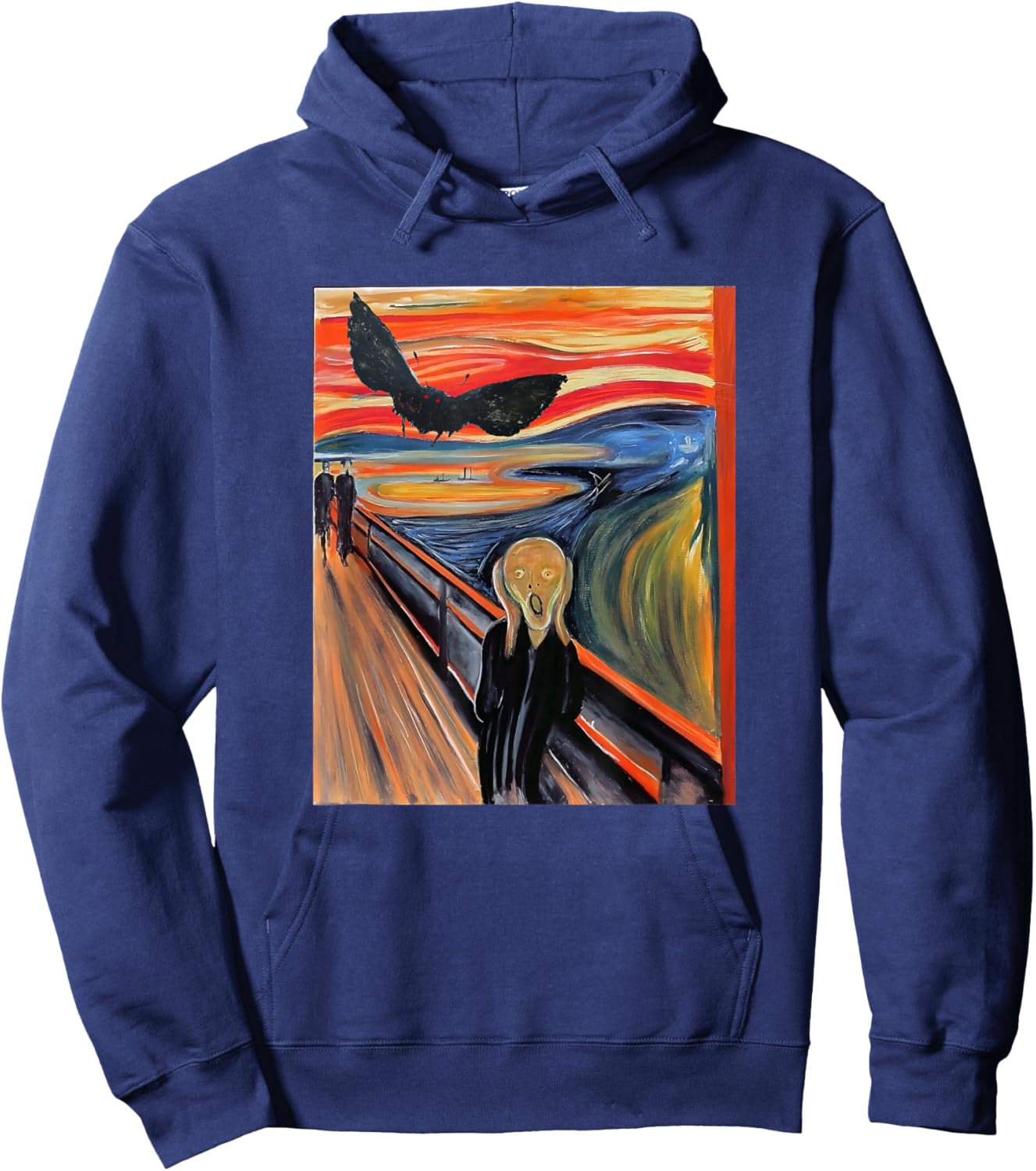 Mothman The Scream Mashup WV Cryptid Art Hoodie - Hoodie | Navy