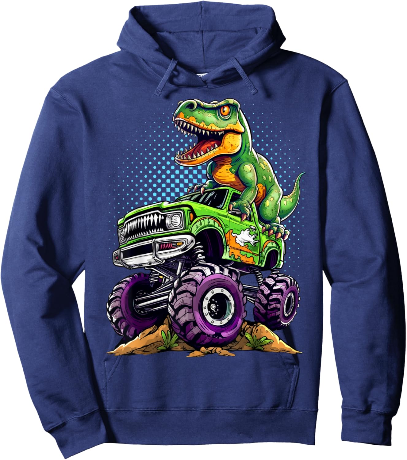 Monster Truck Dinosaur T-Rex Birthday Boy Hoodie - Hoodie | Navy