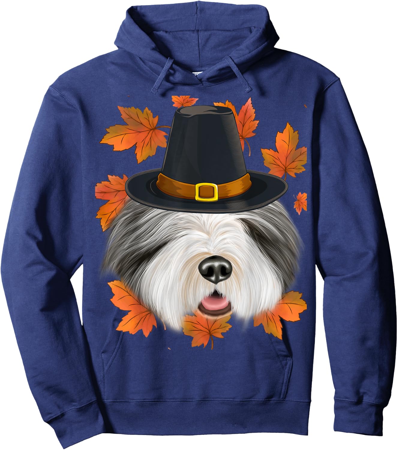 Fall Bearded Collie Pilgrim Thanksgiving Hoodie - Hoodie | Navy