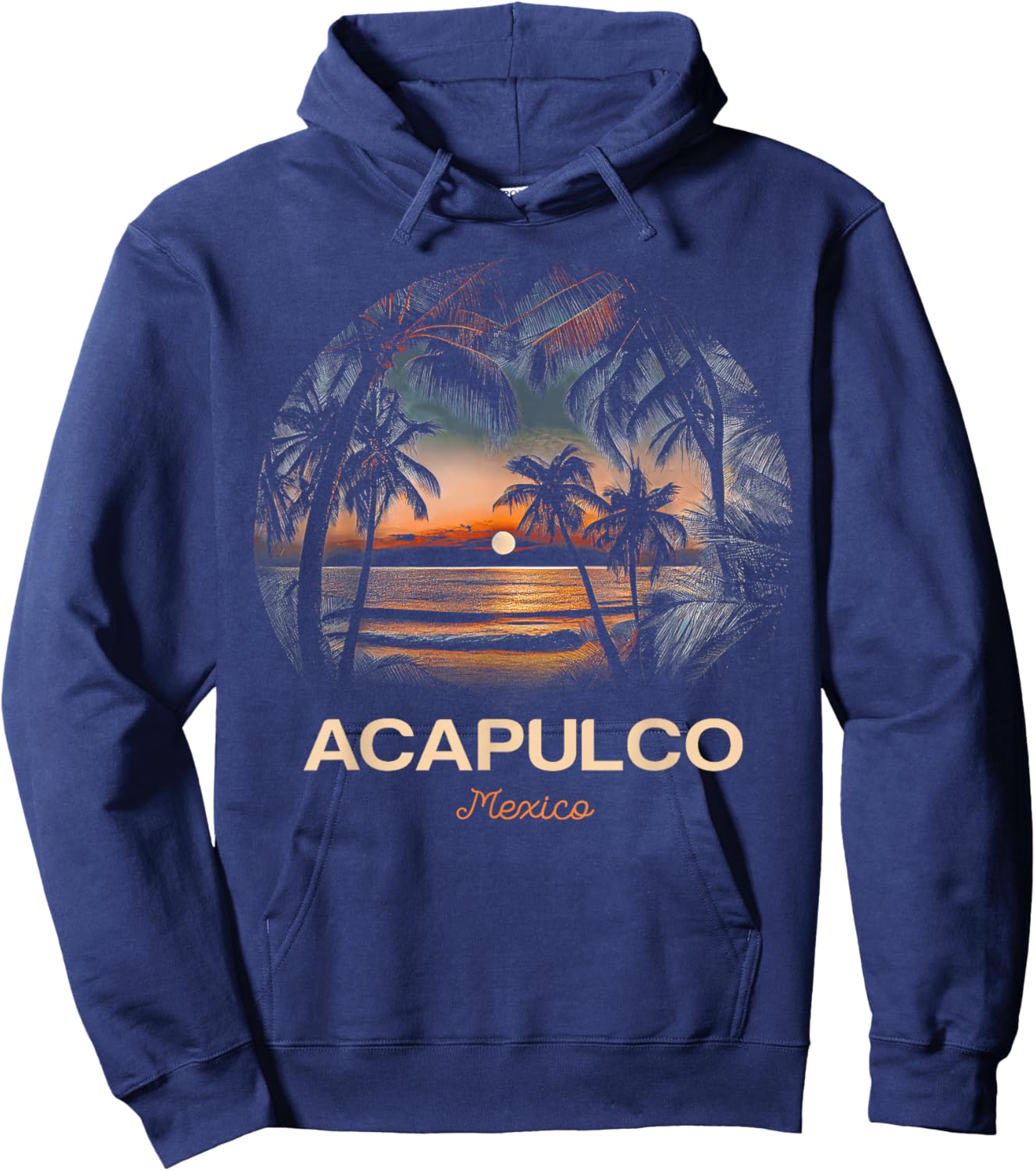 Vacation Souvenir Palm Tree Acapulco Hoodie - Hoodie | Navy