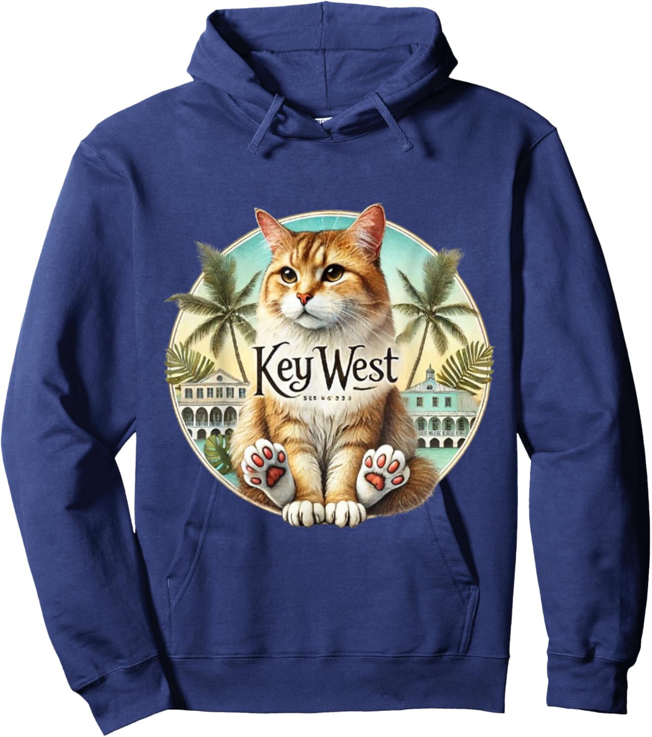 Key West Hemingway Cat 6 Toes Polydactyl Hoodie - Hoodie | Navy