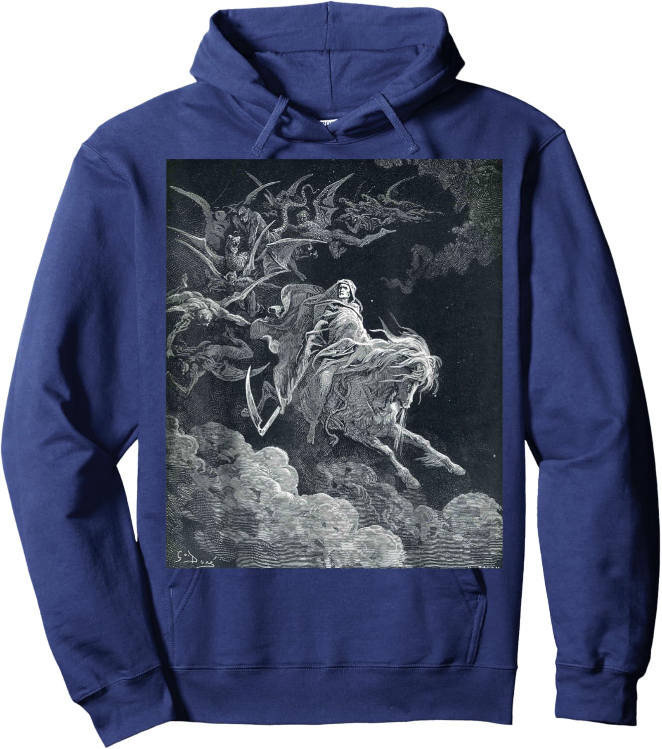 Gustave Dore The Vision of Death Print Hoodie - Hoodie | Navy