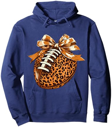 Cute Football Coquette Bow Cute Football Mom Hoodie - Hoodie | Navy