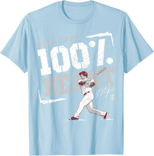 Mike Trout 100% Beast - Apparel T-Shirt - T-Shirt | Light Blue