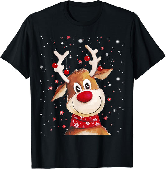 Rudolph Red Nose Santa Claus's Reindeer T-Shirt - T-Shirt | Black