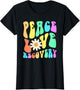 Groovy Peace Love Recovery Celebrate Sober I'm Clean AA NA , Women, Black, X-Small