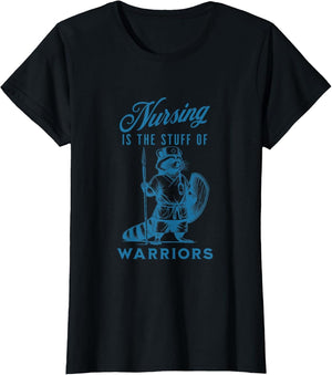 Nurse Nursing is The Stuff of Warriors Racoon Animal Design , Women, Black, Large