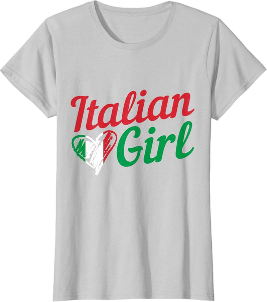 Italian Girl Italy Flag Heart Vintage