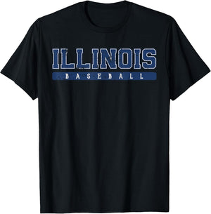 Illinois Baseball Blue Vintage Text