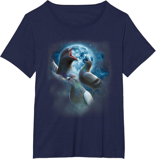 Funny Pigeon Shirt - Funny Pigeons Howling at The Moon
