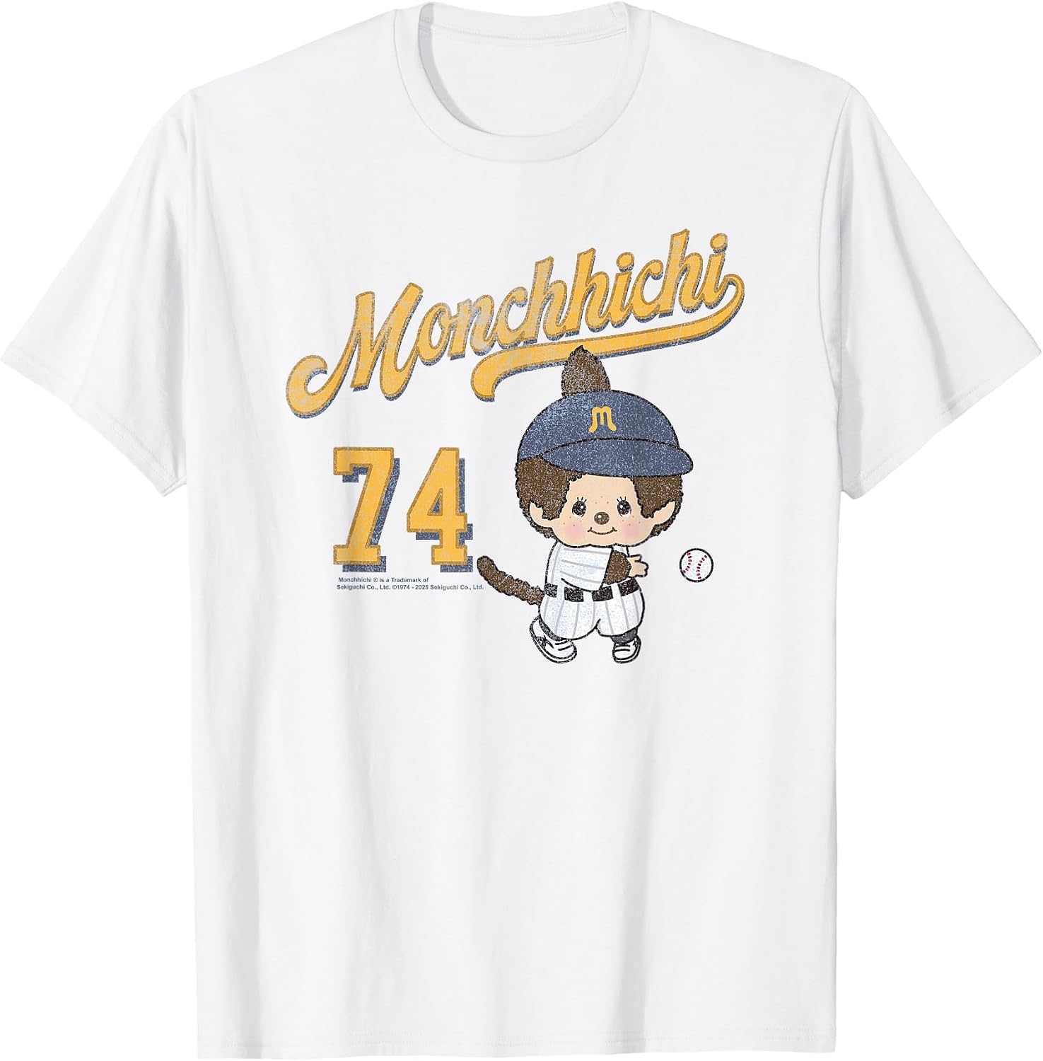 Monchhichi Little Baseball Player #74 Distressed Logo