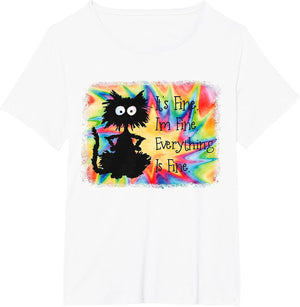 Its Fine Im Fine Everything is Fine Funny Black Cat Tie Dye