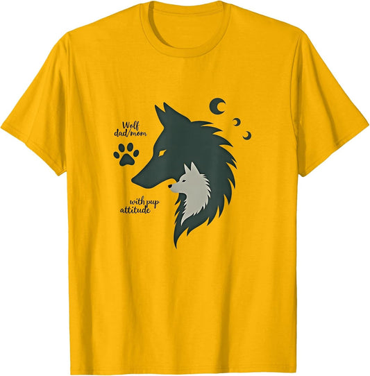 Wolf Parent and Pup Attitude Graphic Wilderness Shirt