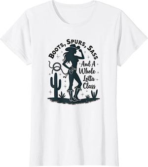 Cowgirl Boots Spurs Sass Class Western Graphic