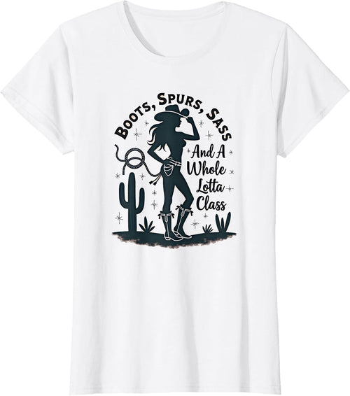 Cowgirl Boots Spurs Sass Class Western Graphic