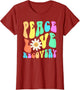 Groovy Peace Love Recovery Celebrate Sober I'm Clean AA NA , Women, Cranberry Red, Large