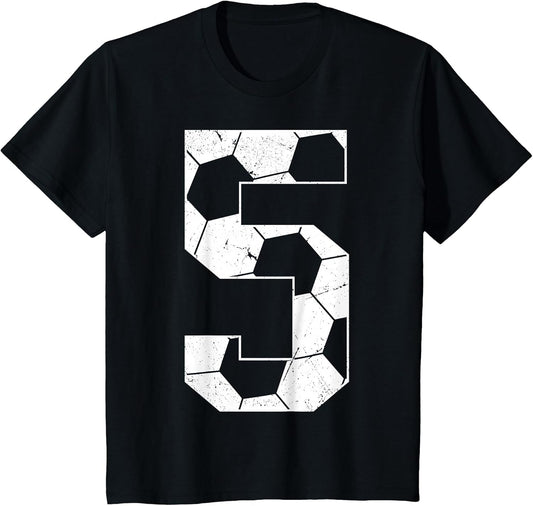 Kids 5th Birthday Boy Soccer Player Football 5 Years Old