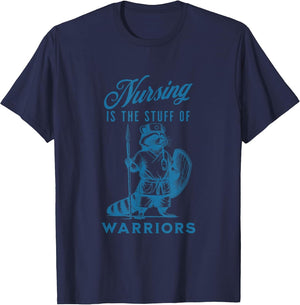 Nurse Nursing is The Stuff of Warriors Racoon Animal Design , Men, Navy Blue, XX-Large