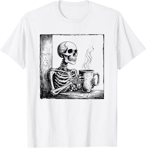 Coffee Drinking Skeleton Skull Halloween