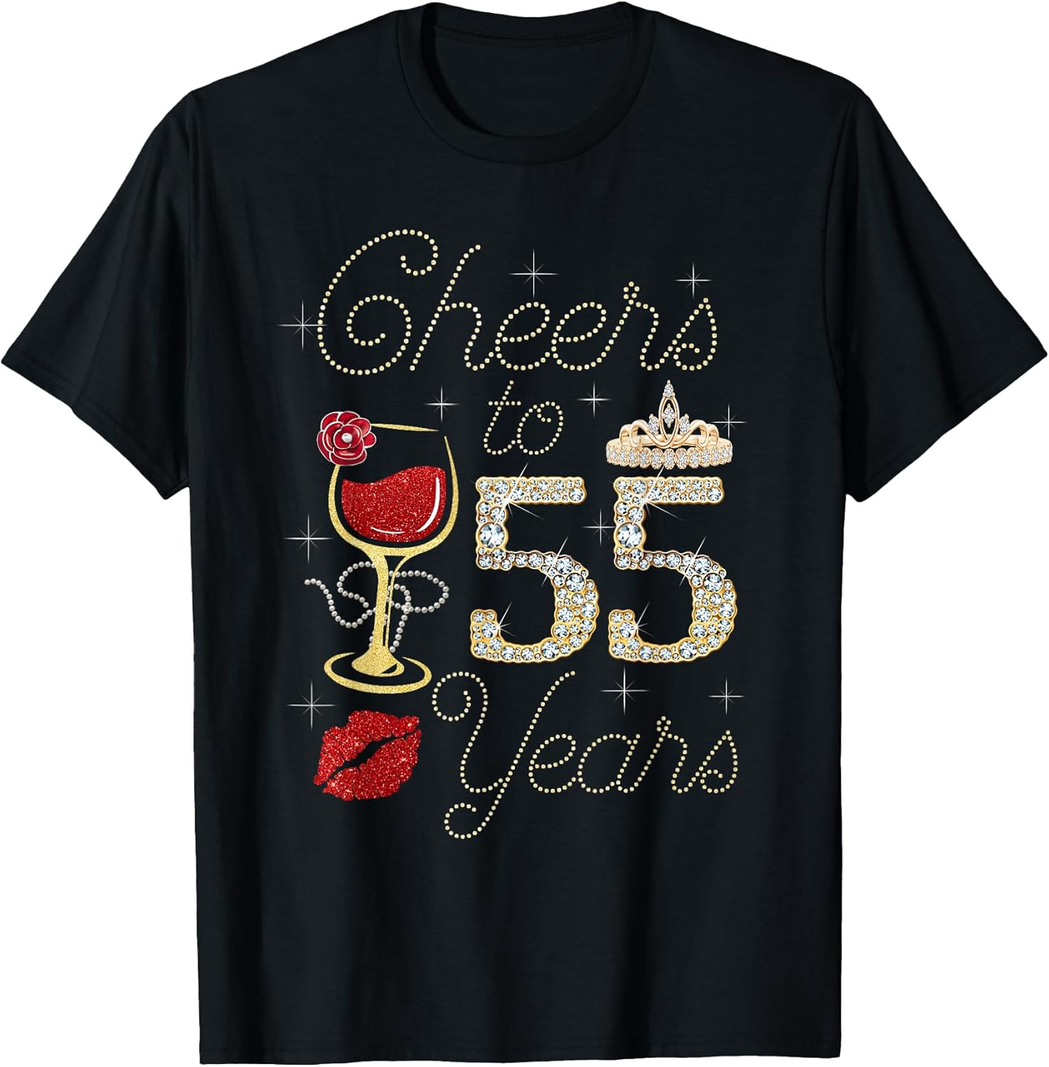 Cheers To 55 Years Wine Glass Women Funny 55th Birthday