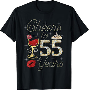 Cheers To 55 Years Wine Glass Women Funny 55th Birthday