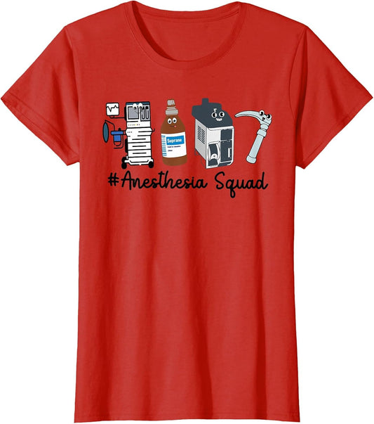 Funny Anesthesia Tech, Anesthesia Squad Goals CRNA Anesthesi , Women, Red, 3X-Large