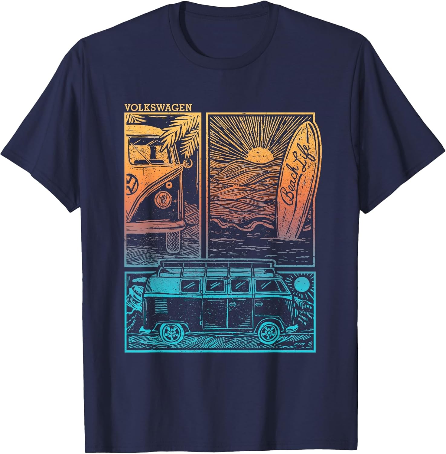 Volkswagen Beach Life Camper Sunset Doodle