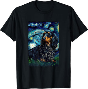 Long Haired Dachshund in Starry Night Painting Dog Mom Dad