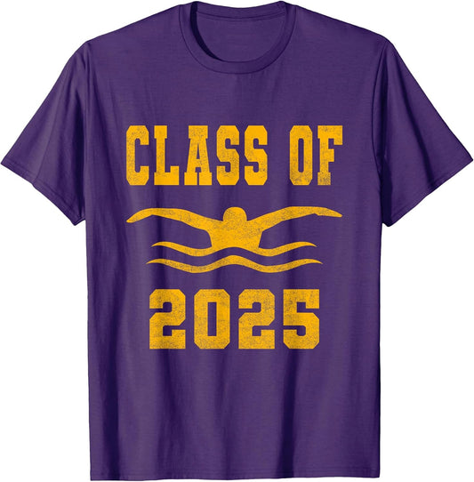 Class of 2025 Senior Swim Team Swimmer Orange Retro