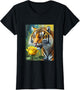 Tiger Sniffing a Yellow Rose Illustration Graphic Design