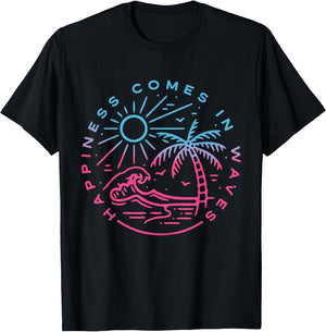 Happiness Comes in Waves Funny Graphic Men