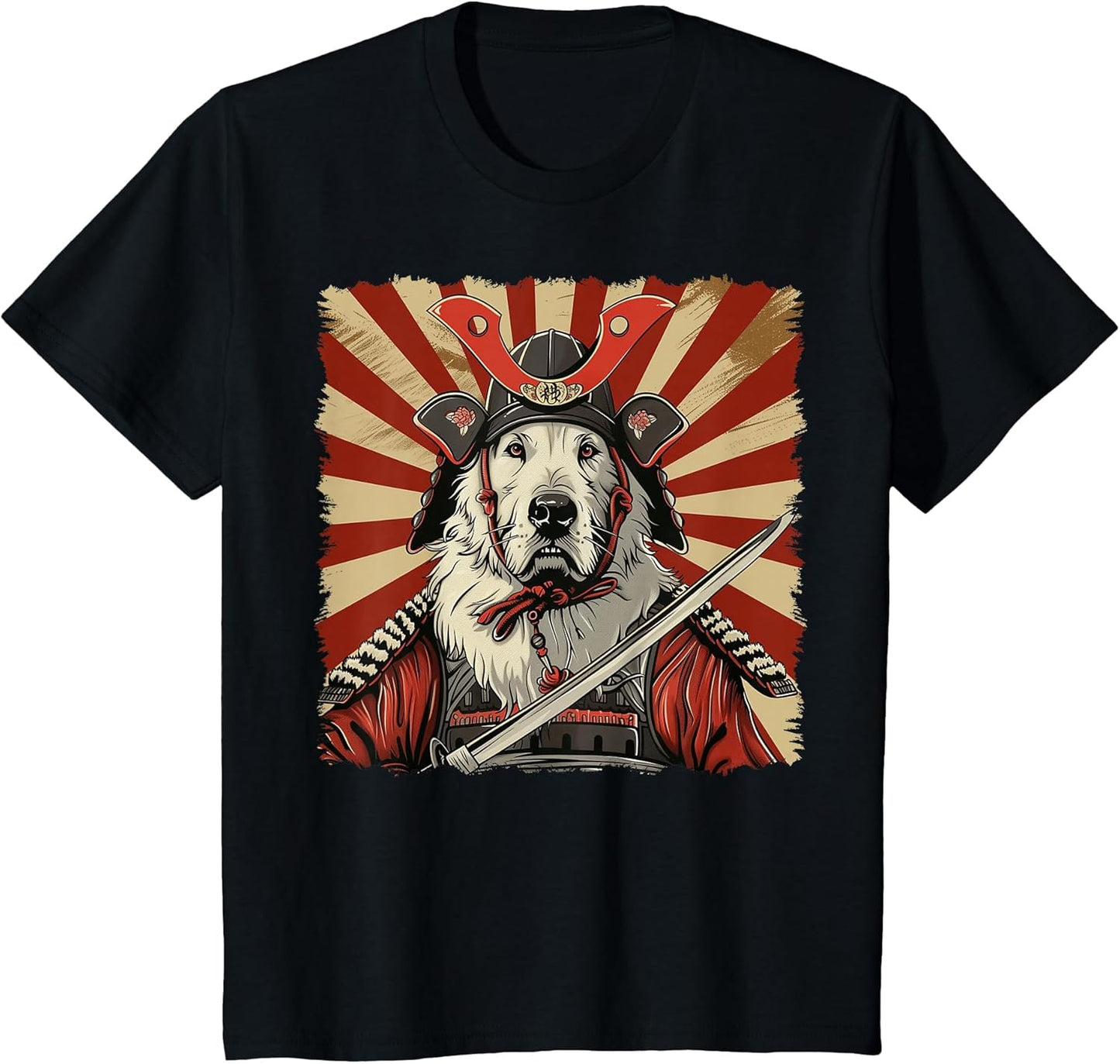 Great Pyrenees Dog Japanese Art Samurai Ukiyo-e Vintage