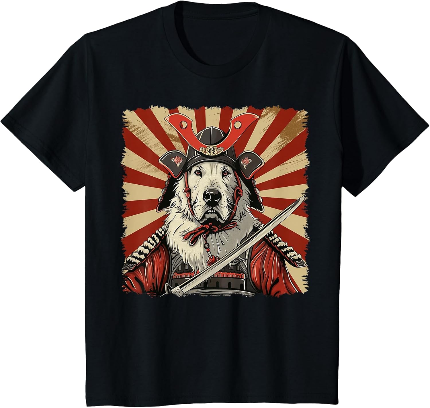 Great Pyrenees Dog Japanese Art Samurai Ukiyo-e Vintage