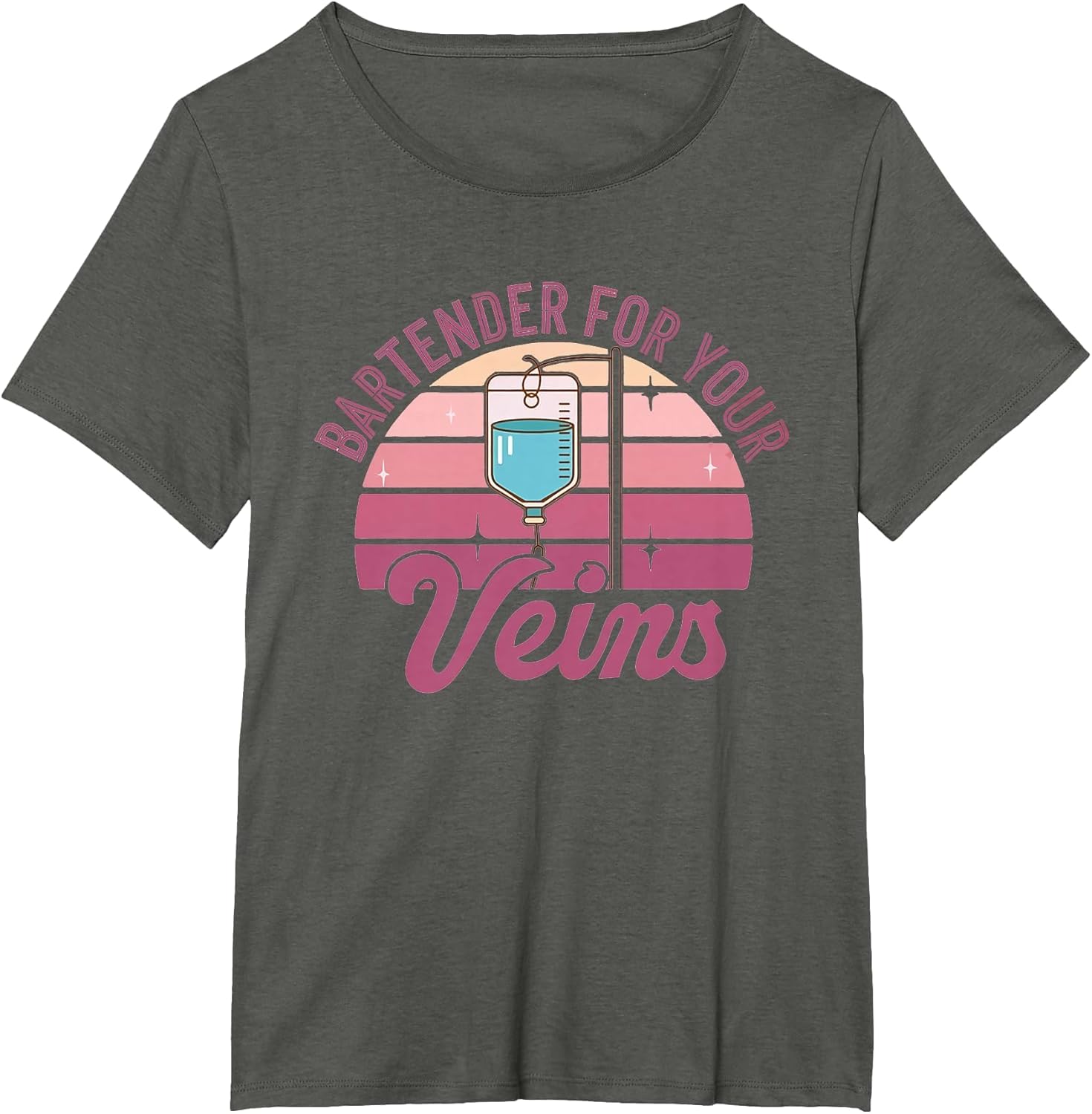 Bartender for Your Veins Intravenous Infusion Nurse IV Nurse , Women's Plus, Asphalt Grey, 4X